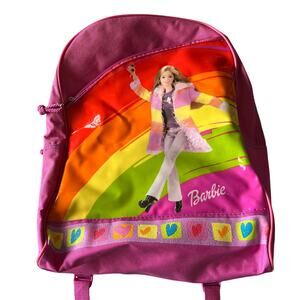 Vintage Y2K '02 Children's Barbie Backpack Rainbow Pink VGUC Nostalgia
